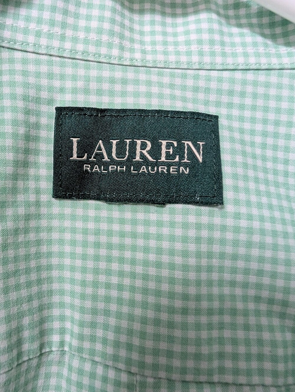 Ralph Lauren Light Green Gingham Checker Signature Logo Button Down Shirt - Picture 6 of 8
